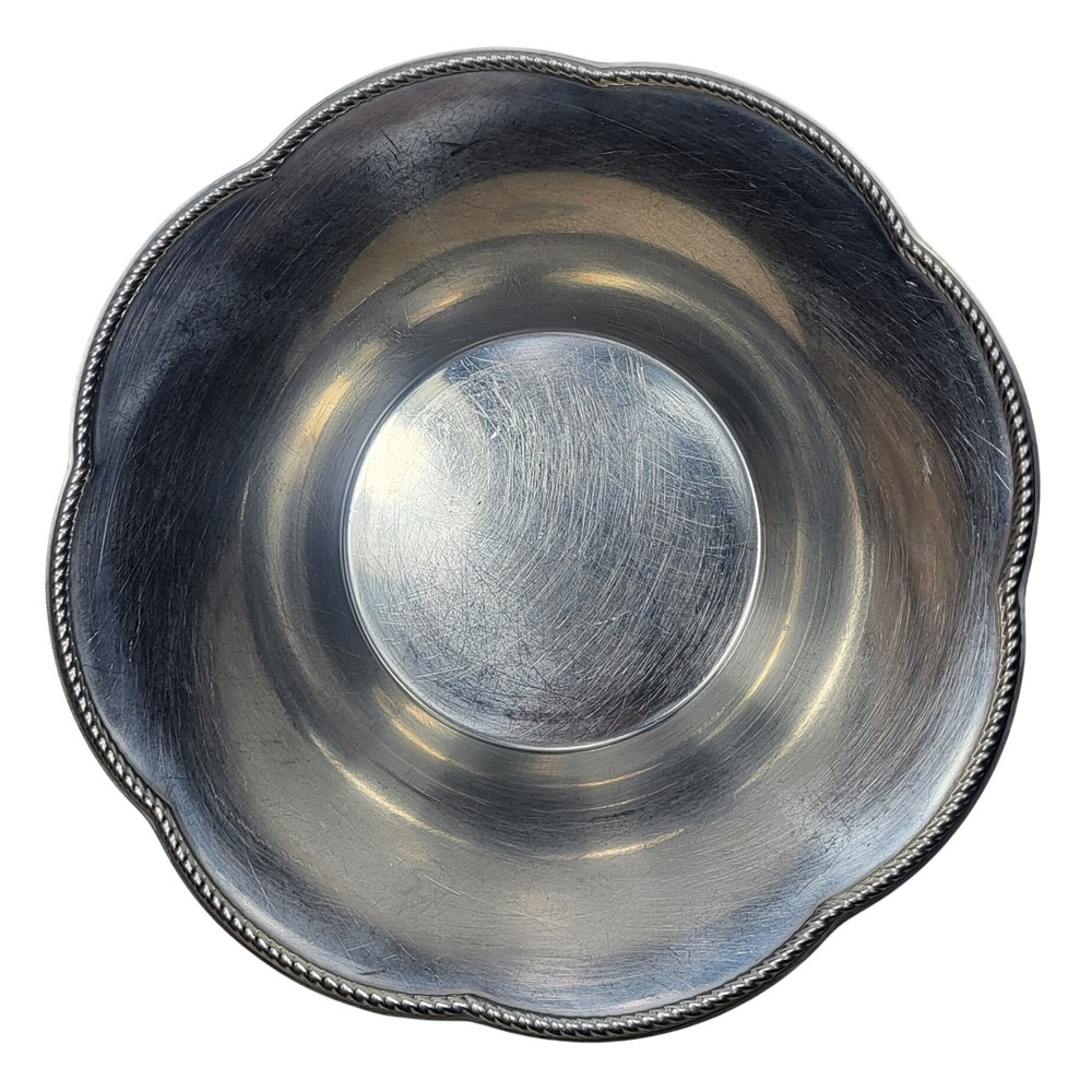 Alfra Alessi Italy 18/10 Stainless Steel Scalloped Rope Edge Bowl Vintage 8.5in
